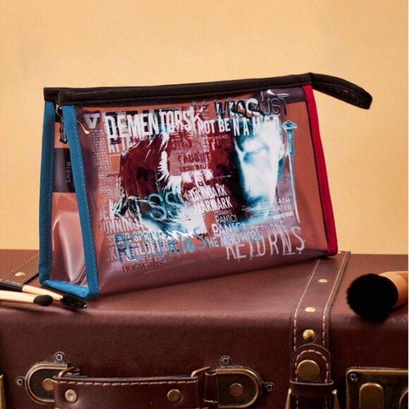 Harry Potter Transparent Cosmetic Makeup Bag Red & Black Graphic NWT - Picture 1 of 5